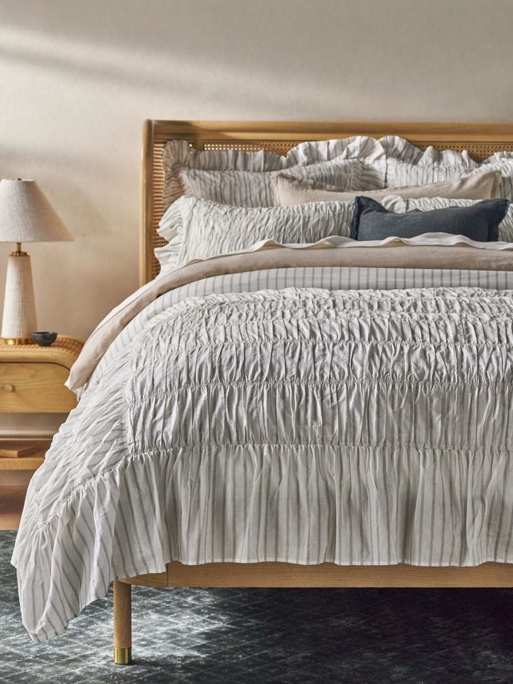 Anthropologie - Betsy Cotton Ruffle Stripe Duvet Cover and Shams